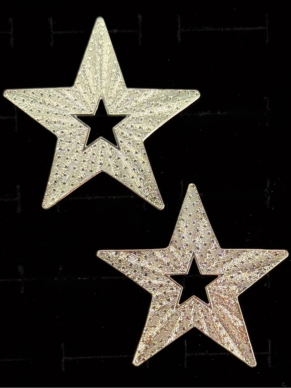 Vintage Aged Goldtone Cut Out Star Pierced Earrings